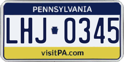 PA license plate LHJ0345
