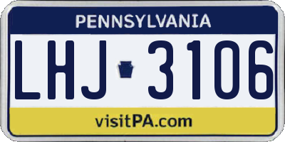PA license plate LHJ3106