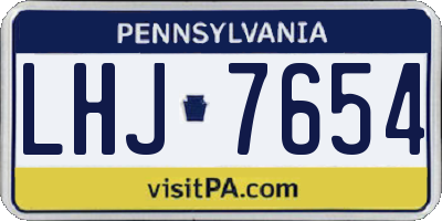 PA license plate LHJ7654