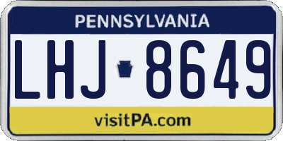 PA license plate LHJ8649