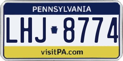 PA license plate LHJ8774