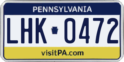 PA license plate LHK0472