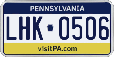 PA license plate LHK0506
