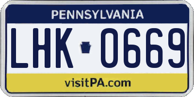 PA license plate LHK0669