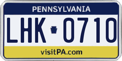PA license plate LHK0710