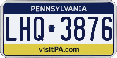 PA license plate LHQ3876