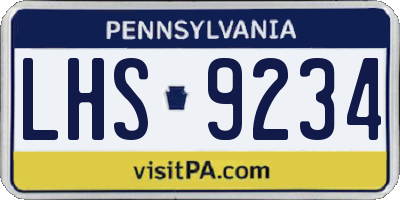 PA license plate LHS9234