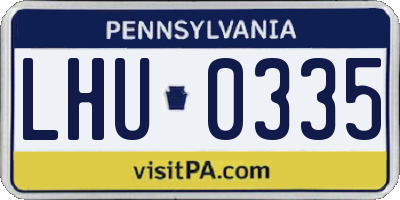 PA license plate LHU0335