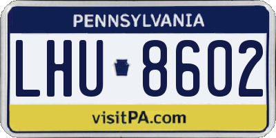 PA license plate LHU8602