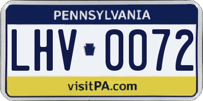 PA license plate LHV0072