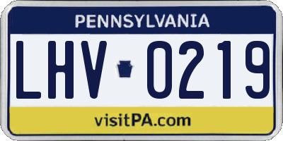 PA license plate LHV0219
