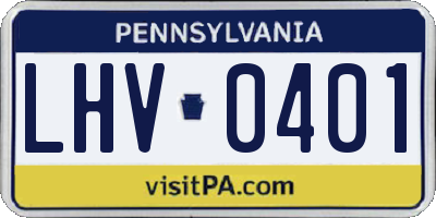 PA license plate LHV0401