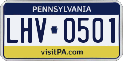 PA license plate LHV0501