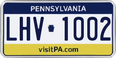 PA license plate LHV1002