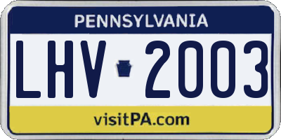 PA license plate LHV2003