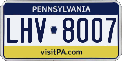 PA license plate LHV8007