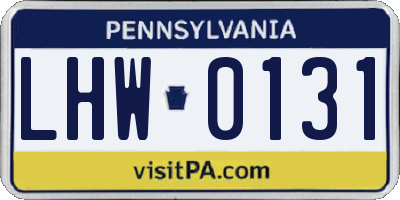 PA license plate LHW0131