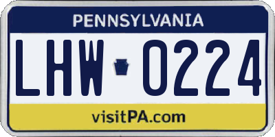 PA license plate LHW0224
