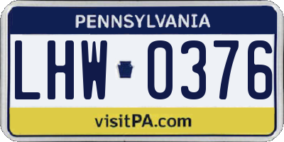 PA license plate LHW0376