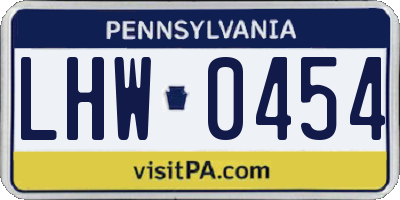 PA license plate LHW0454