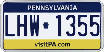 PA license plate LHW1355