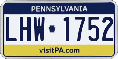 PA license plate LHW1752
