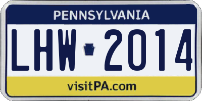 PA license plate LHW2014