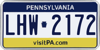 PA license plate LHW2172