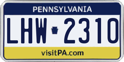 PA license plate LHW2310
