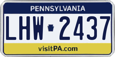 PA license plate LHW2437