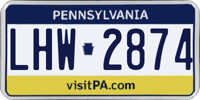 PA license plate LHW2874