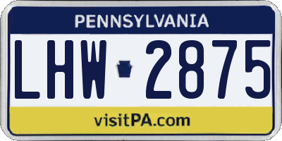PA license plate LHW2875
