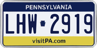 PA license plate LHW2919