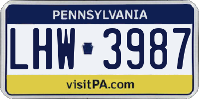 PA license plate LHW3987
