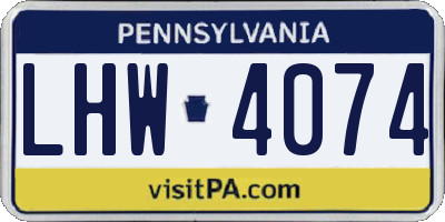 PA license plate LHW4074