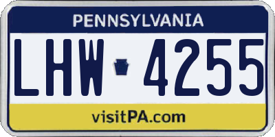 PA license plate LHW4255