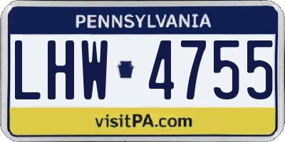 PA license plate LHW4755