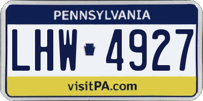PA license plate LHW4927
