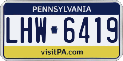 PA license plate LHW6419