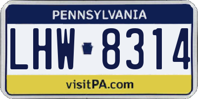 PA license plate LHW8314
