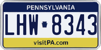 PA license plate LHW8343