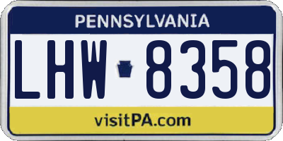 PA license plate LHW8358