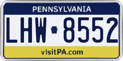 PA license plate LHW8552