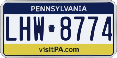 PA license plate LHW8774