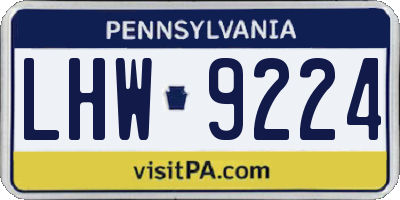 PA license plate LHW9224