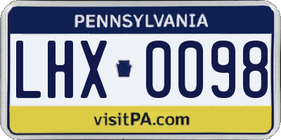 PA license plate LHX0098