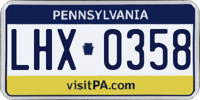 PA license plate LHX0358