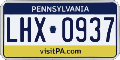 PA license plate LHX0937