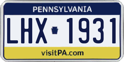 PA license plate LHX1931