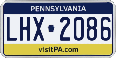 PA license plate LHX2086